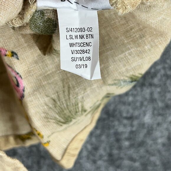 Old Navy Shirt Womens L Cami Safari Button-up Zebra Flamingo Giraffe Linen Blend - Picture 7 of 11